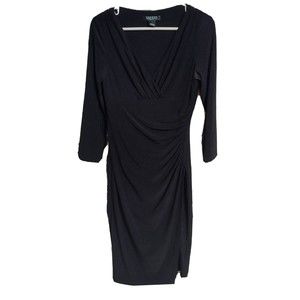 Lauren by Ralph Lauren Women Black Casual Dress Size 4 Long Sleeve.